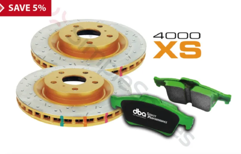 DBA Brake Kit - 4000 Series T3 Slotted & Street Performance Brake Pads (2x DBA42724XS + DB1838SP) DBA42724XS-1838SP - DBA-DBA42724XS-1838SP
