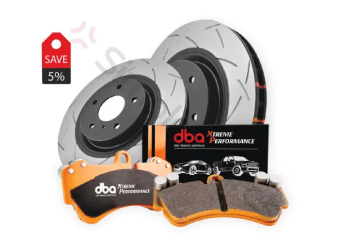 DBA Brake Kit - 4000 Series T3 Slotted & Xtreme Performance Brake Pads (2x DBA43417S + DB15107XP) DBA43417S-15107XP - DBA-DBA43417S-15107XP
